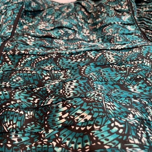 Black house white market Flutter Pleated Bustier teal green butterflies … - Picture 6 of 16